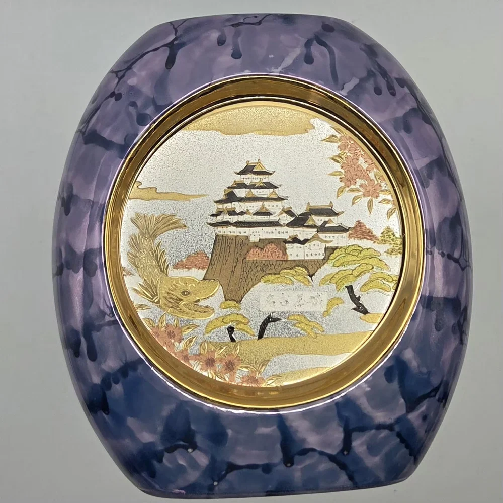 The Art Of Chokin Vase 24k Gold Edged Marbled Purple Blue
